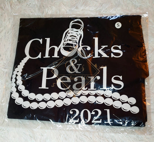 Black, Small Chucks and Pearls Tee (Clearance)