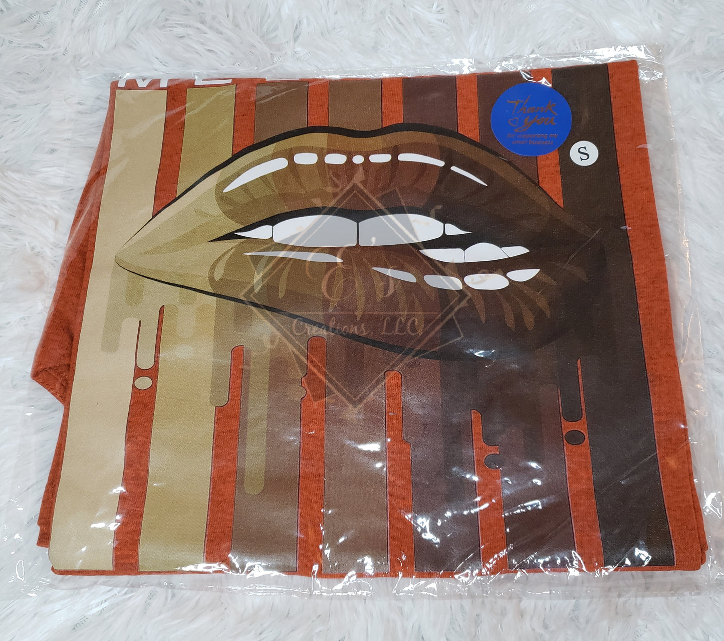 Orange, Small Shades of Melanin Lip Drip Tee (Clearance)