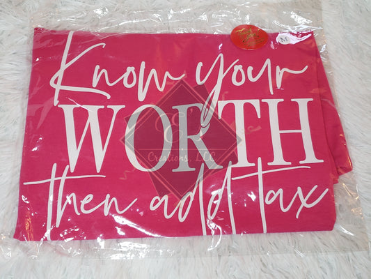 Pink, Medium Know Your Worth Tee (Clearance)