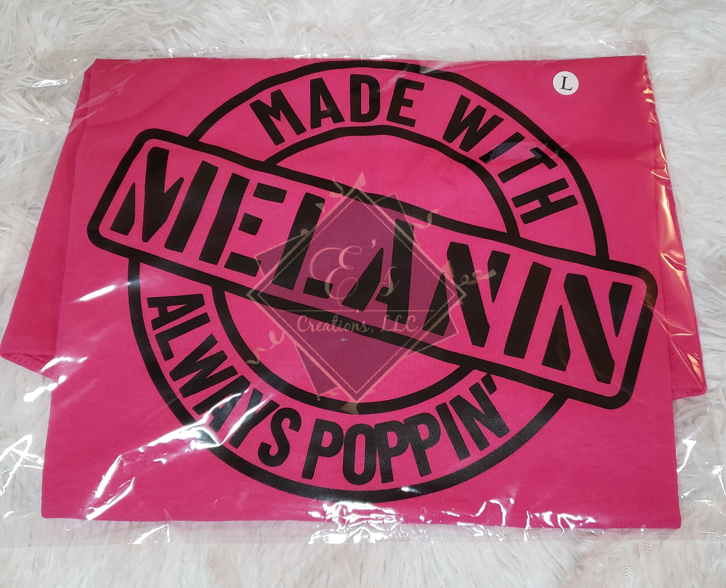 Pink, Large Made with Melanin Always Poppin' Tee (Clearance)